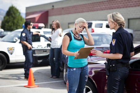 Women making crash report