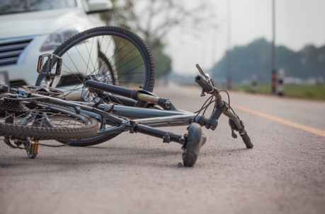 Bike on the ground after accident