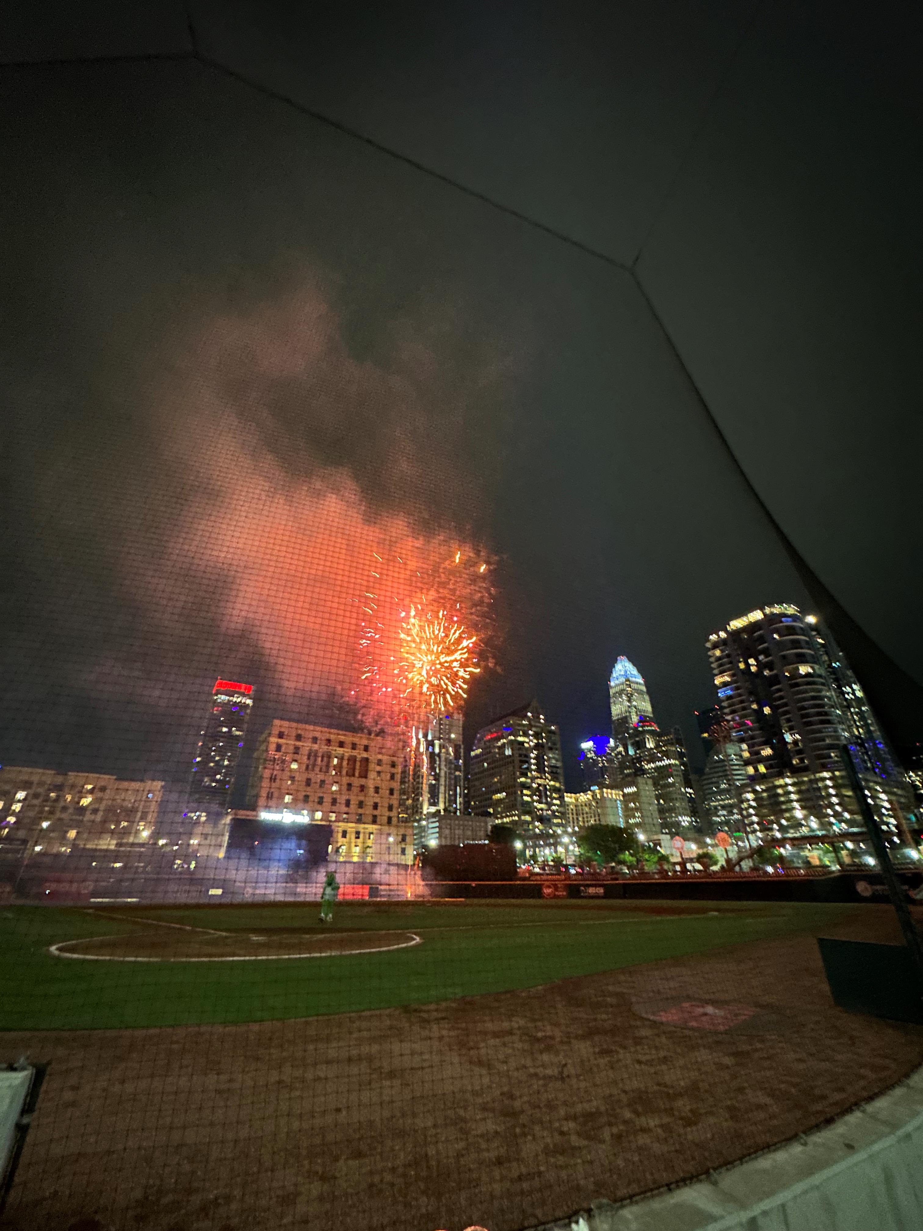 Fireworks Above a Baseball Field